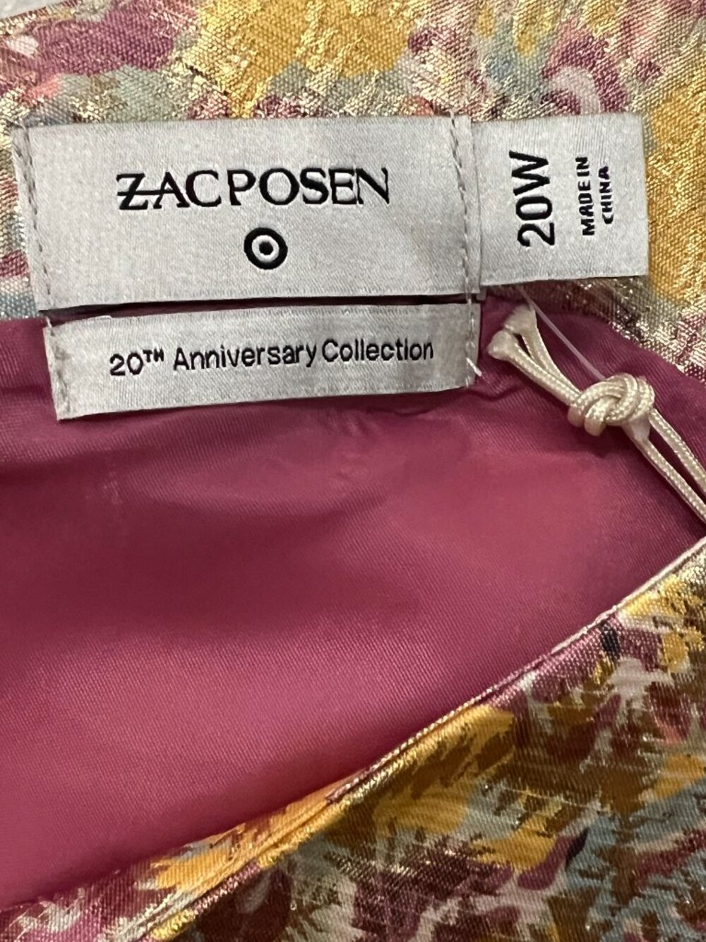 Zac Posen Target Metallic Brocade Cocktail Dress Size 20W Gold Pink Party Plus - Picture 6 of 11
